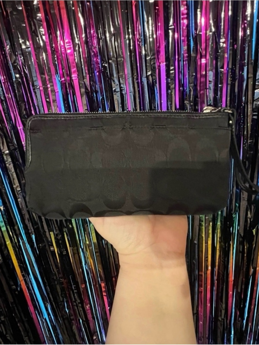 Coach Black Signature double zipper Wallet - Picture 3 of 5